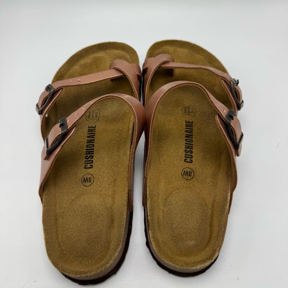 Cushionaire Luna Cork Footbed Sandals Rose Gold Size 8W Comfort Buckle Boho - Picture 5 of 10